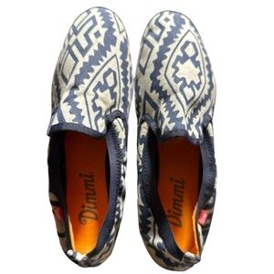 Dimmi Strength Ballet Flats Blue Cream Aztec Bohemian Print Comfortable Shoe